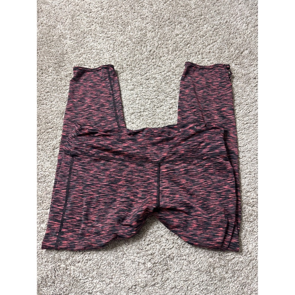 American Eagle Hi-Rise Space Dye Leggings Pink Black Strappy Hem XL